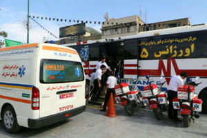 اعزام اتوبوس آمبولانس قم به استان کرمانشاه