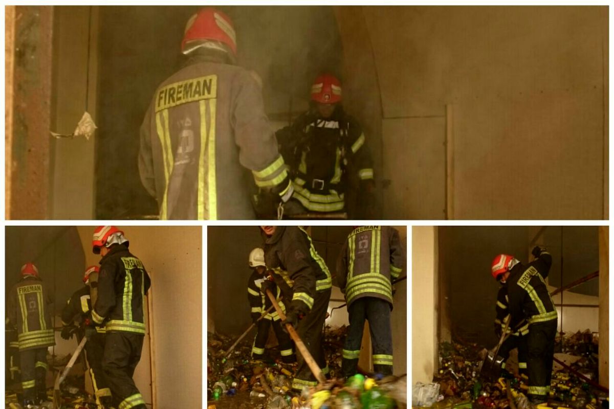 رشت-آتش سوزی انبار لوزام بهداشتی