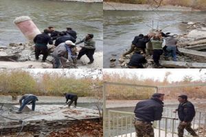 تخریب ساخت و سازهای غیر مجاز در بستر رودخانه زاینده رود در باغ بهادران