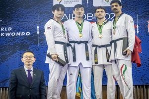 مدال برنز جهان بر گردن تکواندوکار استان فارسی