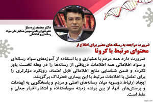 لزوم ایجاد ارتباط دوسویه میان رسانه‌های اصلی و مردم در مواجهه با اخبار کرونا