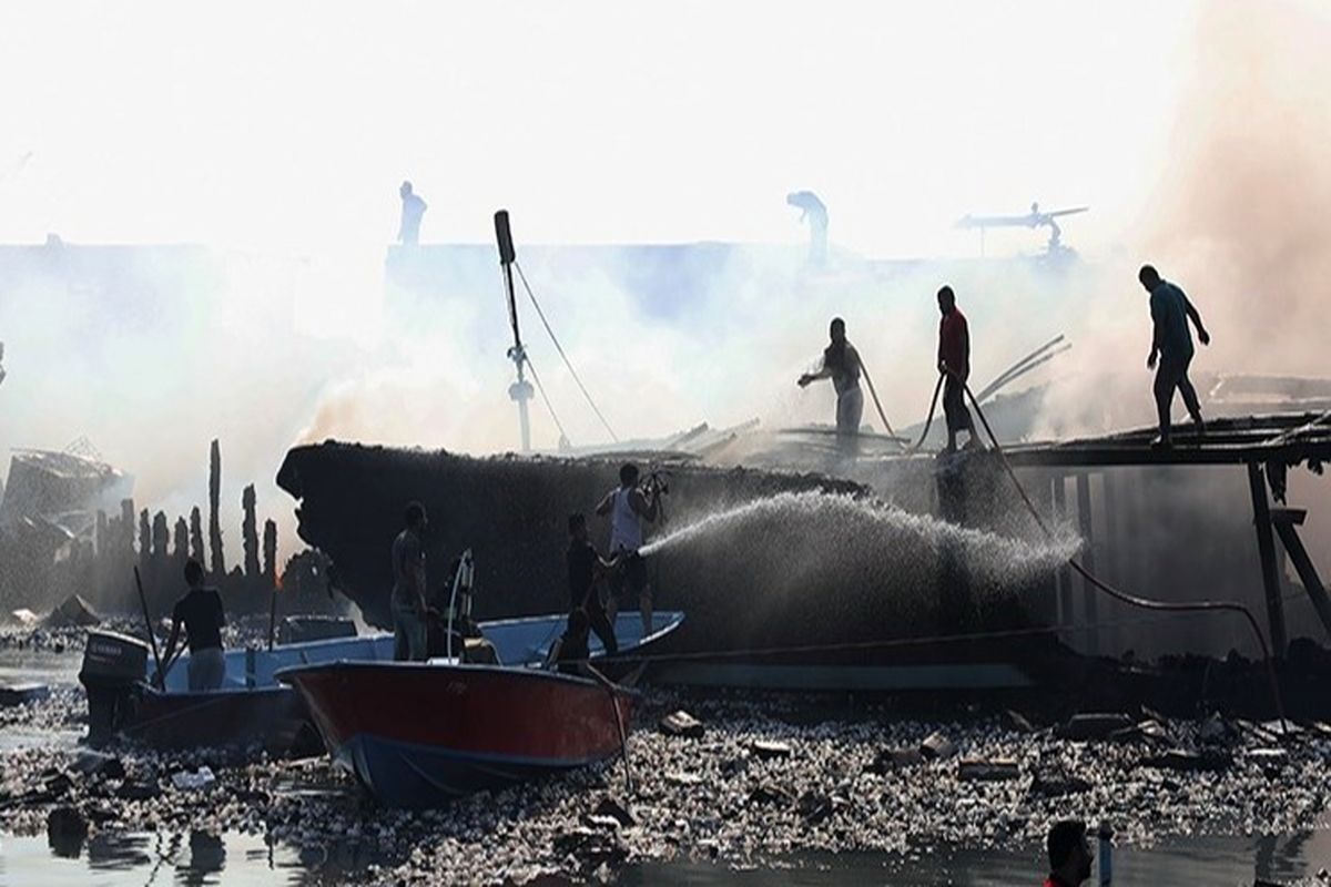 آتش سوزی در اسکله سیریک 