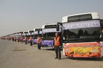 کاروان اتوبوس‌های شهرداری تبریز خدمت‌رسان زائران اربعین
