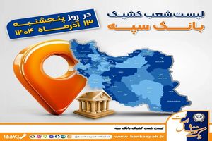 اعلام فهرست شعب کشیک بانک سپه در استان‌ها / پنجشنبه، سیزده آذرماه