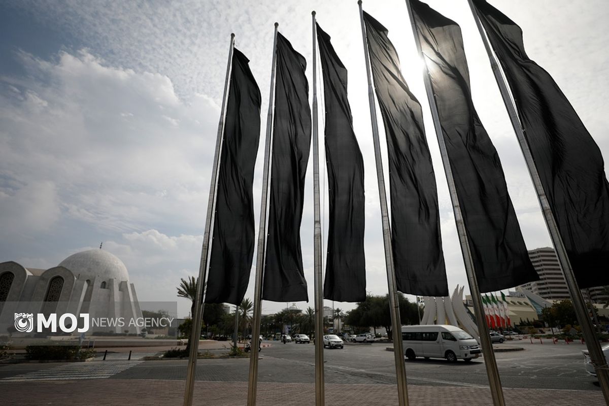 آذین بندی مراسم وداع با شهید سید حسن نصرالله کیش