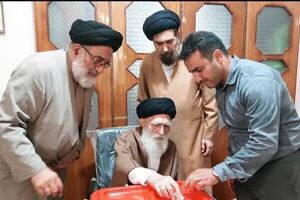آیت‌الله محمودی گلپایگانی رای خود را به صندوق انداخت