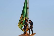 سیاه‌پوشی و نصب کتیبه ویژه شهادت امام حسن عسکری (ع) در حرم مطهر امام رضا (ع) + فیلم