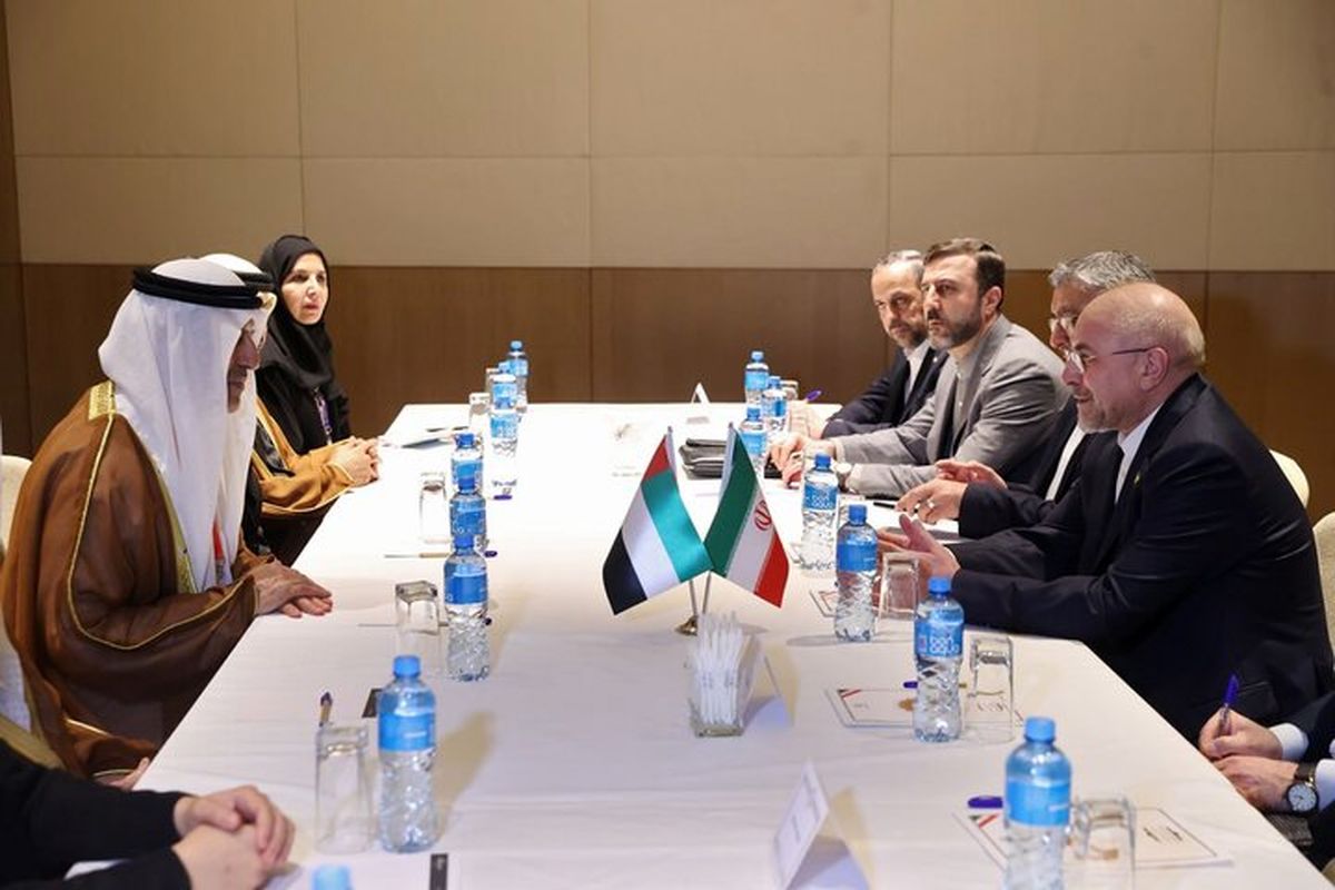  نایب رئیس اول مجلس امارات متحده عربی با رئیس مجلس ایران دیدار کرد