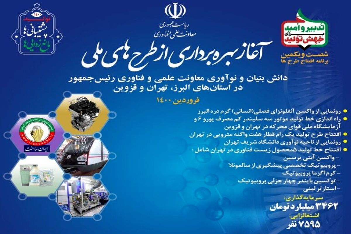 بهره برداری از 5 طرح ملی