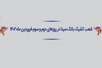  اعلام شعب کشیک و ساعت کار بانک سینا در ایام تعطیل نوروز 1402
