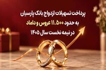 پرداخت تسهیلات ازدواج بانک پارسیان به حدود 11 هزار و 500 عروس و داماد در نیمه نخست سال 1405