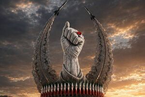 نصب المان «مشت گره‌کرده» در میدان انقلاب پایتخت