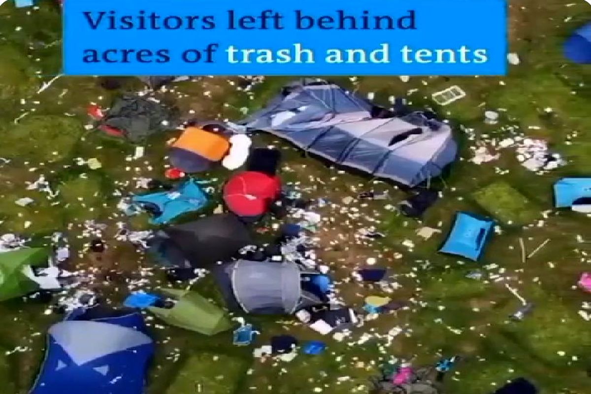 کتاب خوان های انگلیسی هکتار ها زباله و چادر را در طبیعت باقی گذاشتند!