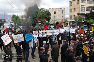 راهپیمایی نمازگزارن کرمانشاهی در اعتراض به خروج آمریکا از برجام
