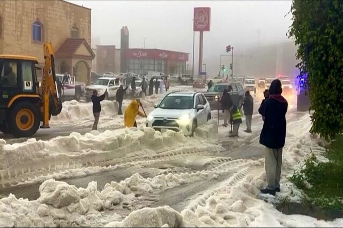 بارش تگرگ در عربستان