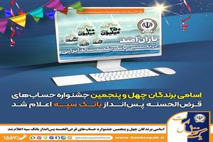 اسامی برندگان چهل و پنجمین جشنواره حساب‌های قرض‌الحسنه پس‌انداز  بانک سپه اعلام شد