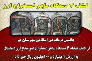کشف 4 دستگاه ماینر استخراج ارز دیجیتال