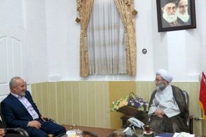 دیدار «ناصر ابوشریف» نماینده جنبش جهاد اسلامی فلسطین با آیت الله فلاحتی در رشت 