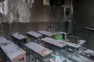 یک دبیرستان دخترانه در بلوار لاکان رشت طعمه حریق شد